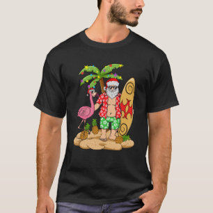 Flamingo Christmas Sweater Funny Santa Palm Tree P