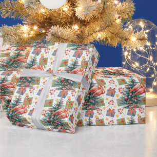 Flamingo Christmas themed Wrapping Paper