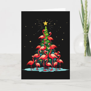 Flamingo Christmas Tree Funny Nkie Holiday Flaming Card