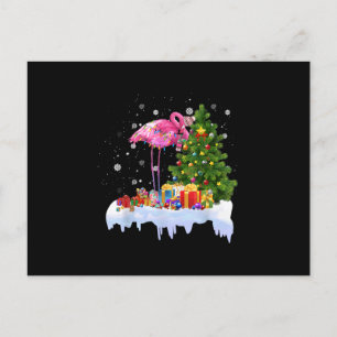 Flamingo Christmas Tree Lights Holiday Postcard