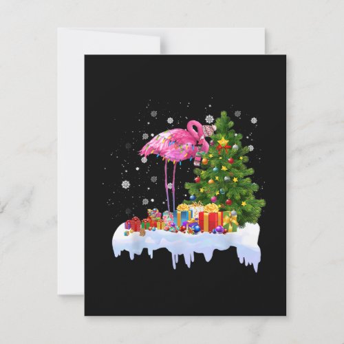 Flamingo Christmas Tree Lights Invitation