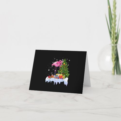 Flamingo Christmas Tree Lights Thank You Card