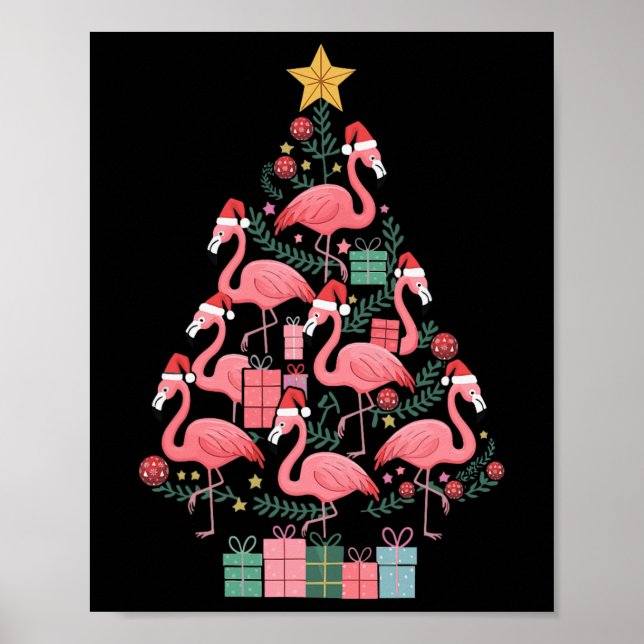 Flamingo Christmas Tree  Poster (Front)