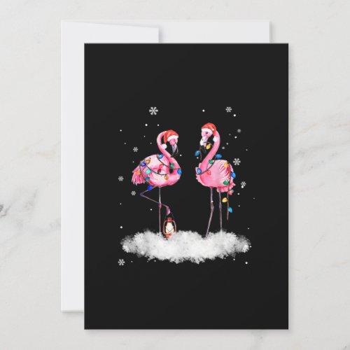Flamingo Christmas Tree Santa Hat Light Invitation