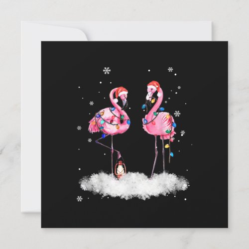 Flamingo Christmas Tree Santa Hat Light Invitation