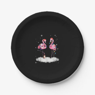 Flamingo Christmas Tree Santa Hat Light Paper Plates