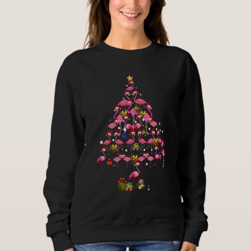 Flamingo Christmas Tree Santa Hat Xmas Light Merry Sweatshirt