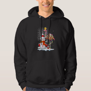 Flamingo Christmas Tree Snowman Santa Hat Flamingo Hoodie
