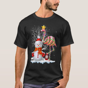 Flamingo Christmas Tree Snowman Santa Hat Flamingo T-Shirt