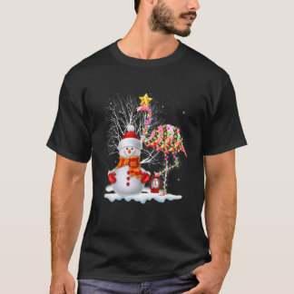 Flamingo Christmas Tree Snowman Santa Hat Flamingo T-Shirt