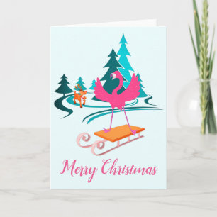 Flamingo Christmas Winter Wonderland Card