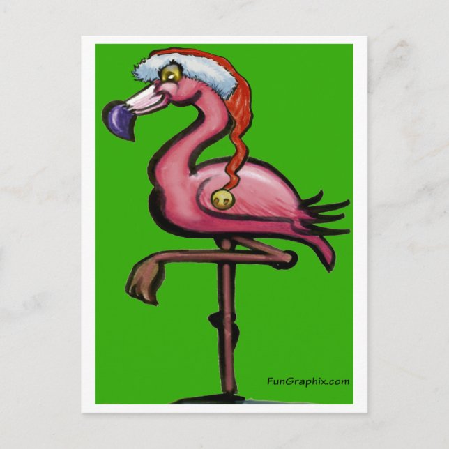 Flamingo Chrsitmas Postcard (Front)