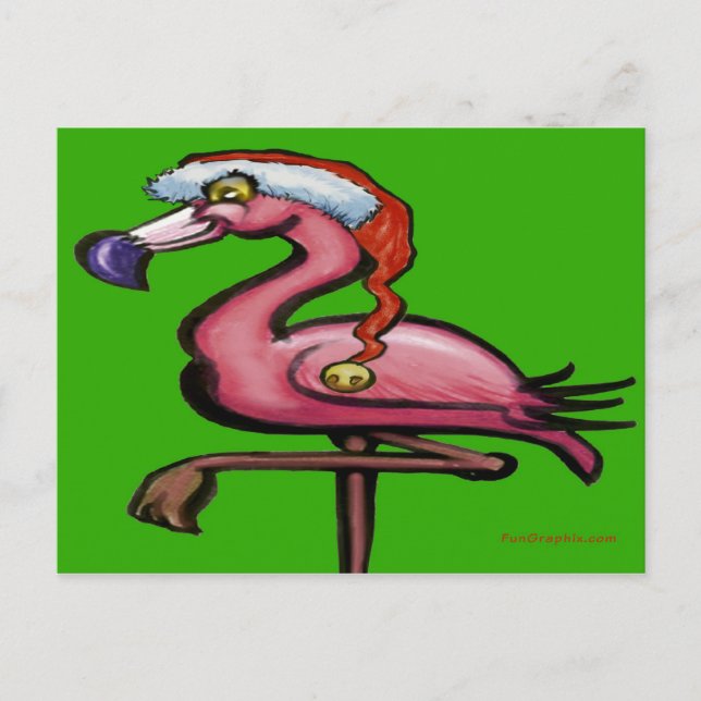 Flamingo Chrsitmas Postcard (Front)