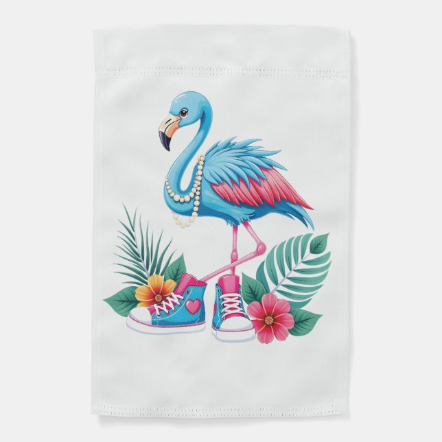Flamingo Chucks and Pearls Comma La Harris 2024 Garden Flag (Front)