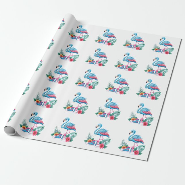 Flamingo Chucks and Pearls Comma La Harris 2024 Wrapping Paper (Unrolled)