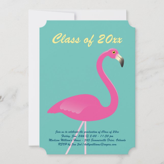 Flamingo Class of 2019 Graduation - Turquoise Invitation (Front)