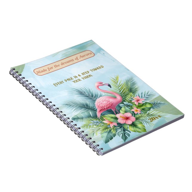 Flamingo Classic Notebook with Custom Quote and Pe (Right Side)