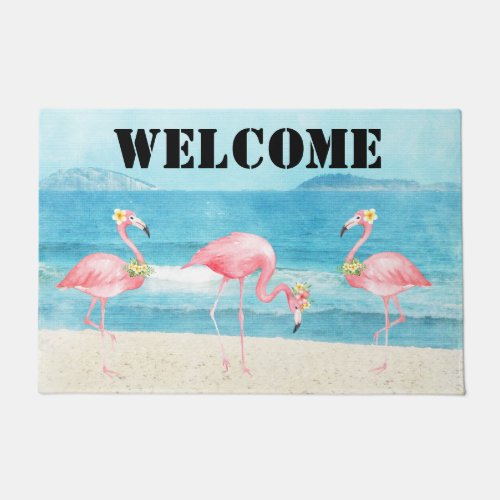Flamingo Coastal Door Mat