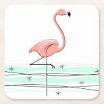 Flamingo coasters<br><div class="desc">Stylish design with a retro touch featuring a flamingo standing in water on a white background. A customizable design for you to personalise with your own text, images and ideas. An original digital art image created by QuirkyChic.</div>
