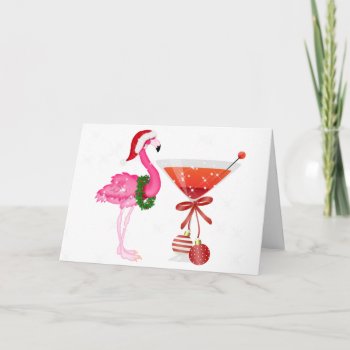 Flamingo Cocktail Christmas Card - Srf by sharonrhea at Zazzle