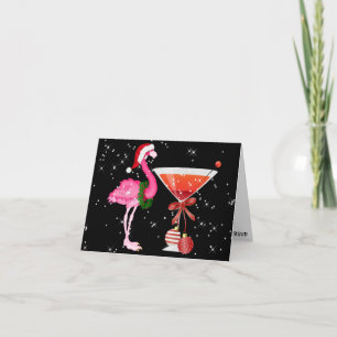 Flamingo Cocktail Christmas Invitation - SRF