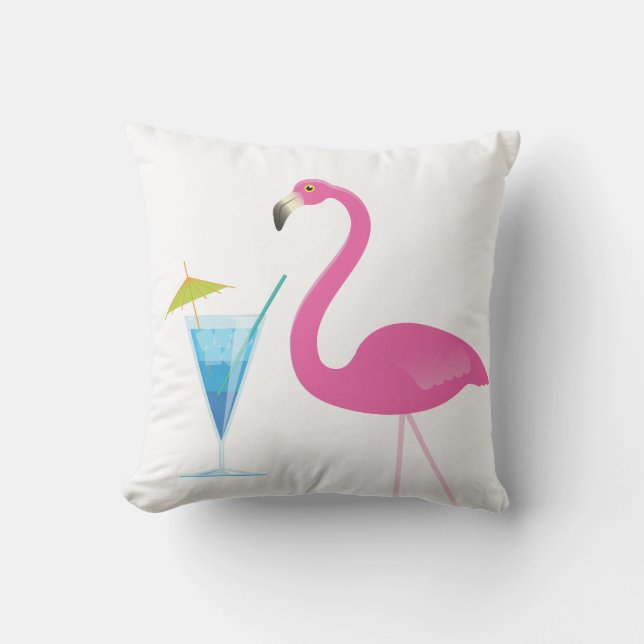 Flamingo & Cocktail Outdoor Pillow (Front)