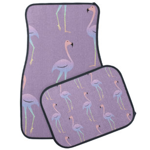 Flamingo colorful rainbow bird. Beautiful seamless Car Floor Mat