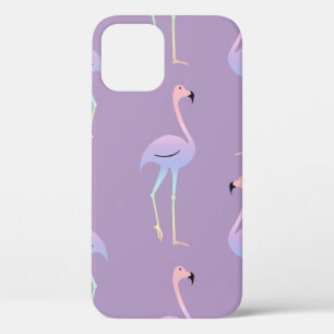 Flamingo colorful rainbow bird. Beautiful seamless iPhone 12 Case
