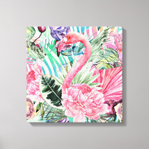 Flamingo colorful watercolor canvas print
