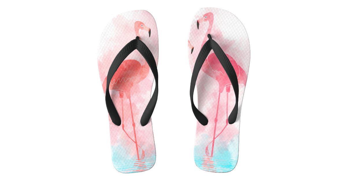Flamingo Coral Flip Flops | Zazzle