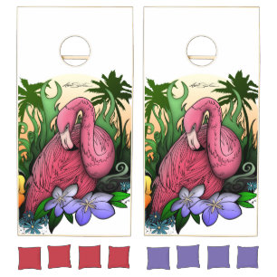 Flamingo cornhole set