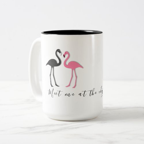 Flamingo Couple Beach Saying Meet Me Mug