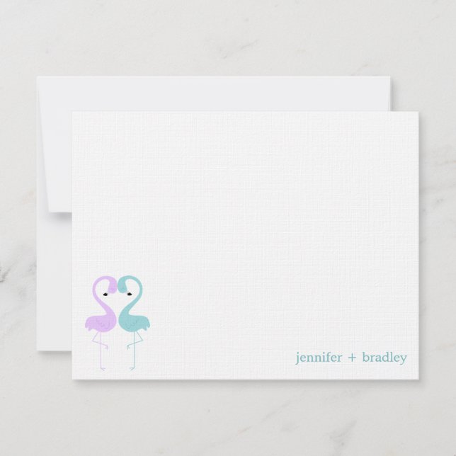 Flamingo Couple Custom Flat Thank You Notes Invitation (Front)
