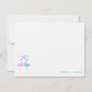 Flamingo Couple Custom Flat Thank You Notes Invitation