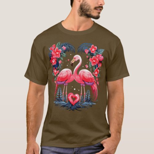 Flamingo Couple Valentine T_Shirt