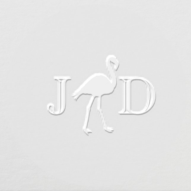 Flamingo Couple Wedding 2 Initial Monogram #2 Embosser (Design)