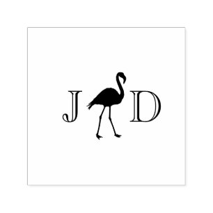 Flamingo Couple Wedding 2 Initial Monogram #2 Self-inking Stamp