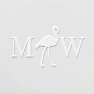 Flamingo Couple Wedding 2 Initial Monogram Embosser