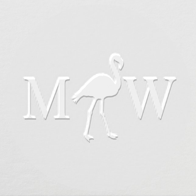 Flamingo Couple Wedding 2 Initial Monogram Embosser (Design)