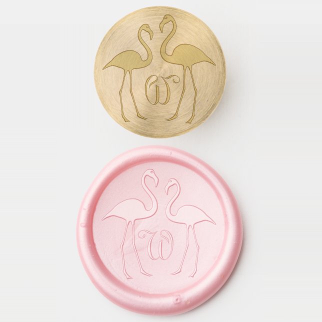 Flamingo Couple Wedding Initial Wax Seal Stamp (Stamped)