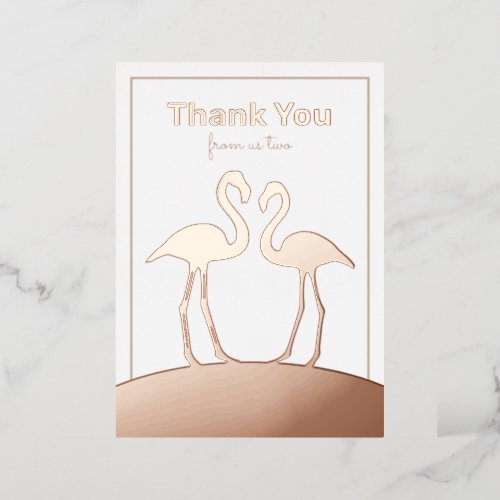 Flamingo Couple Wedding Thank You Flat Foil Card