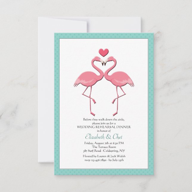Flamingo Couple You Pick Color Invitation (Front)