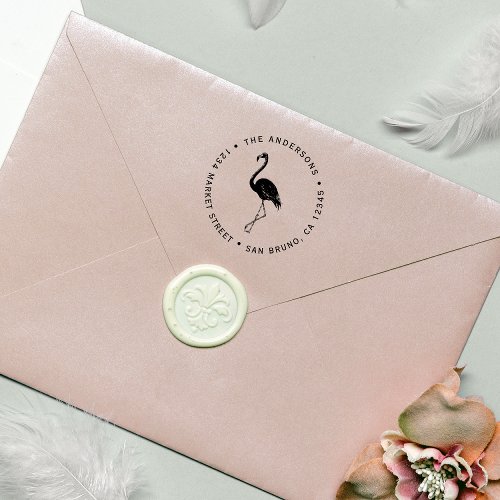 Flamingo  Create Your Own Circular Return Address Rubber Stamp