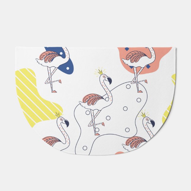 Flamingo Crown: Abstract Vintage Seamless. Doormat (Front)