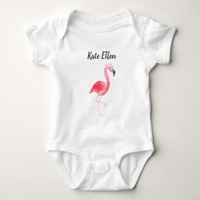 Flamingo Custom Baby Name Bodysuit (Front)