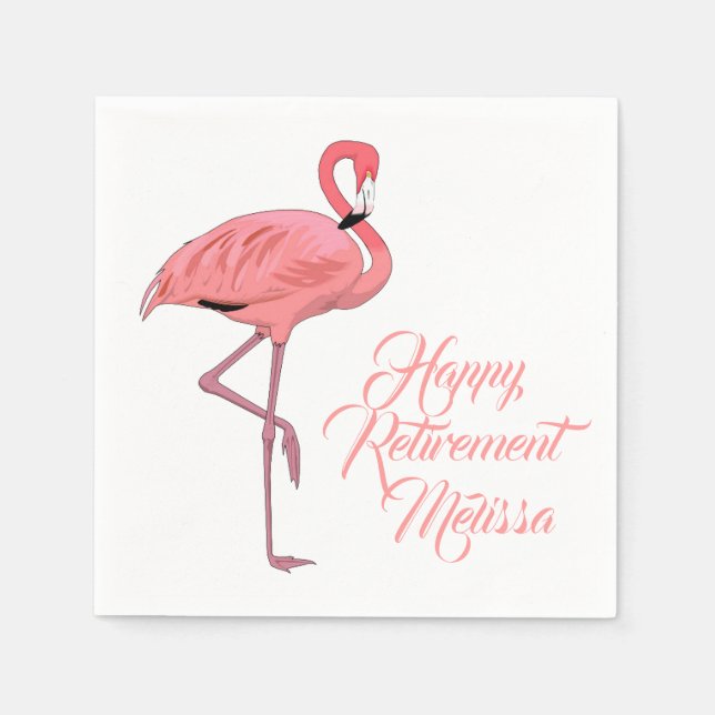 Flamingo Custom Retirement Party  Napkins (Front)