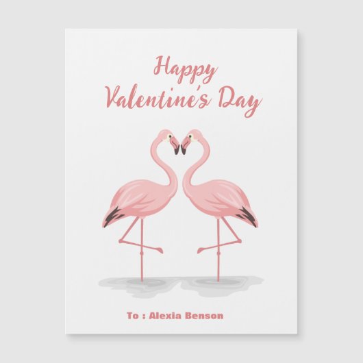 Flamingo Custom Valentine Magnetic Card (Front)