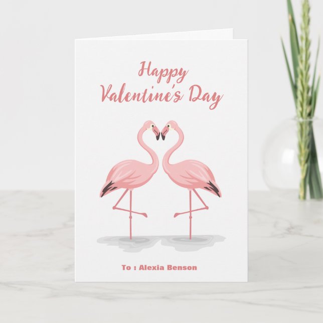 Flamingo Custom Valentine's Card (Front)
