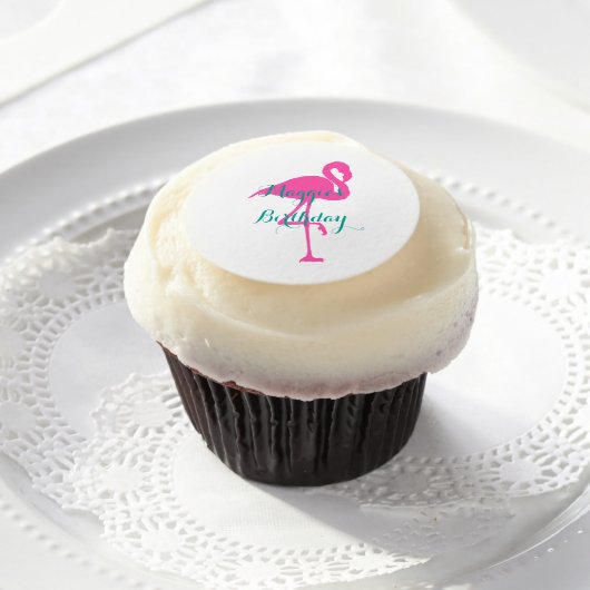 Flamingo- Customize - cupcake topper Edible Frosting Rounds (Cupcake)