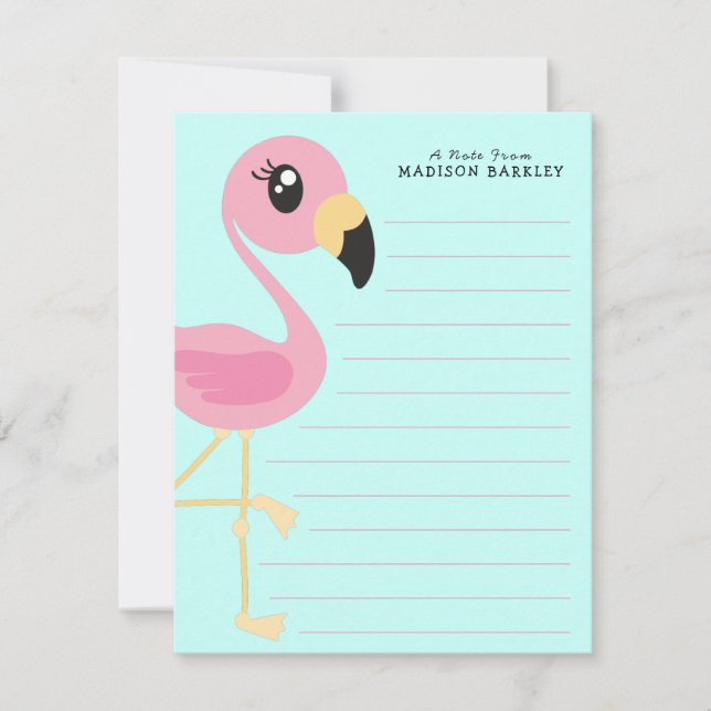 Flamingo Cute Kids Thank You Card (Front)